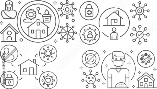 Pandemic Preparedness and Health Precautions Illustrations Set