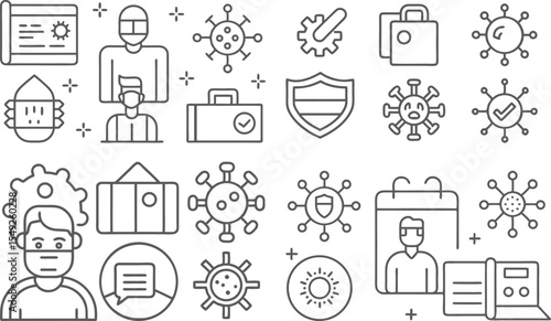 COVID-19 Preparedness and Safety Icons for Public Health Awareness