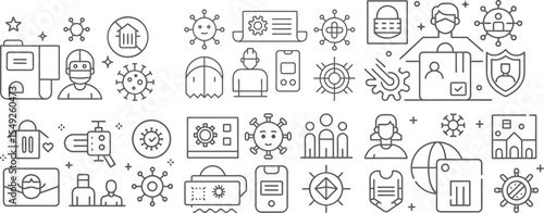 Pandemic Response and Safety Measures Icon Collection
