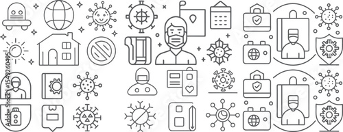 COVID-19 Healthcare and Safety Icons for Public Awareness