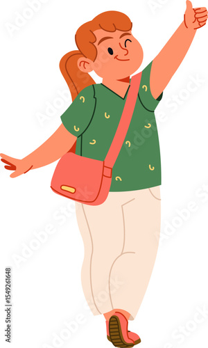 Cheerful Girl Giving Thumbs Up