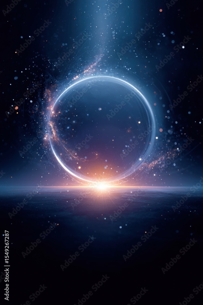 Obraz premium Magical representation of the universe blossoming into existence with colorful celestial patterns and figures