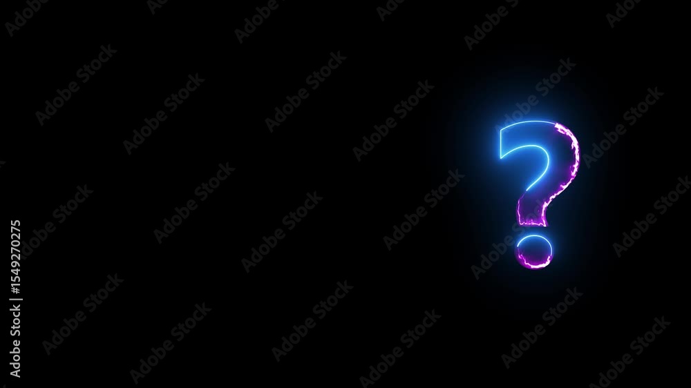 Two color neon question mark symbol on alpha. neon line question mark icon animation on background. Two color neon question mark symbol on alpha. neon line question mark icon animation on background.