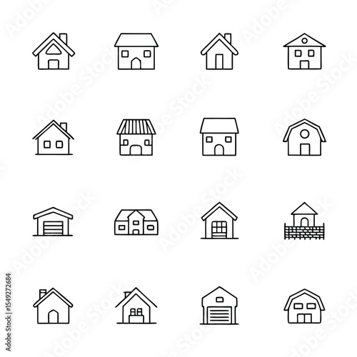 tiny house icon line art vector illustration