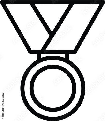 A simple line drawing of a medal with ribbon, signifying achievement or victory.
