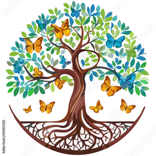 Obraz arbre de vie + papillons 1