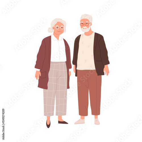 "Senior Couple Standing Together: Illustration of Intergenerational Harmony"

