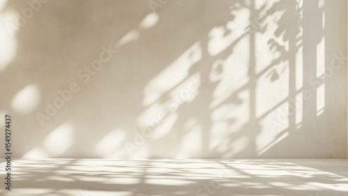 Fototapeta Naklejka Na Ścianę i Meble -  Serene shadowed minimalist wall, desktop wallpaper