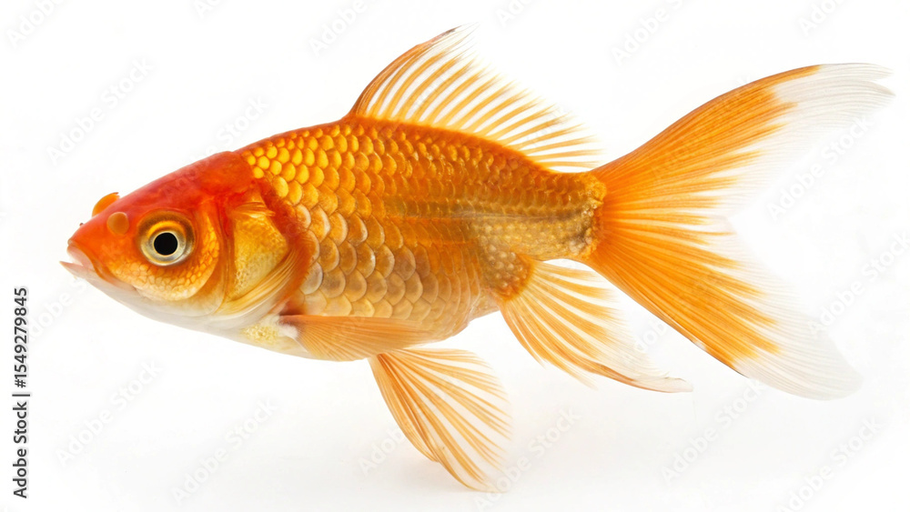 Photo of an orange goldfish isolated on white background Photo of an orange goldfish isolated on white background