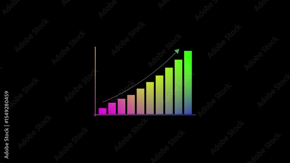 4K Colorful Business Graph Icon Animation with Upward Arrow – Dynamic Growth Chart Symbol for Success & Finance. 4K Colorful Business Graph Icon Animation with Upward Arrow – Dynamic Growth Chart Symbol for Success & Finance.
