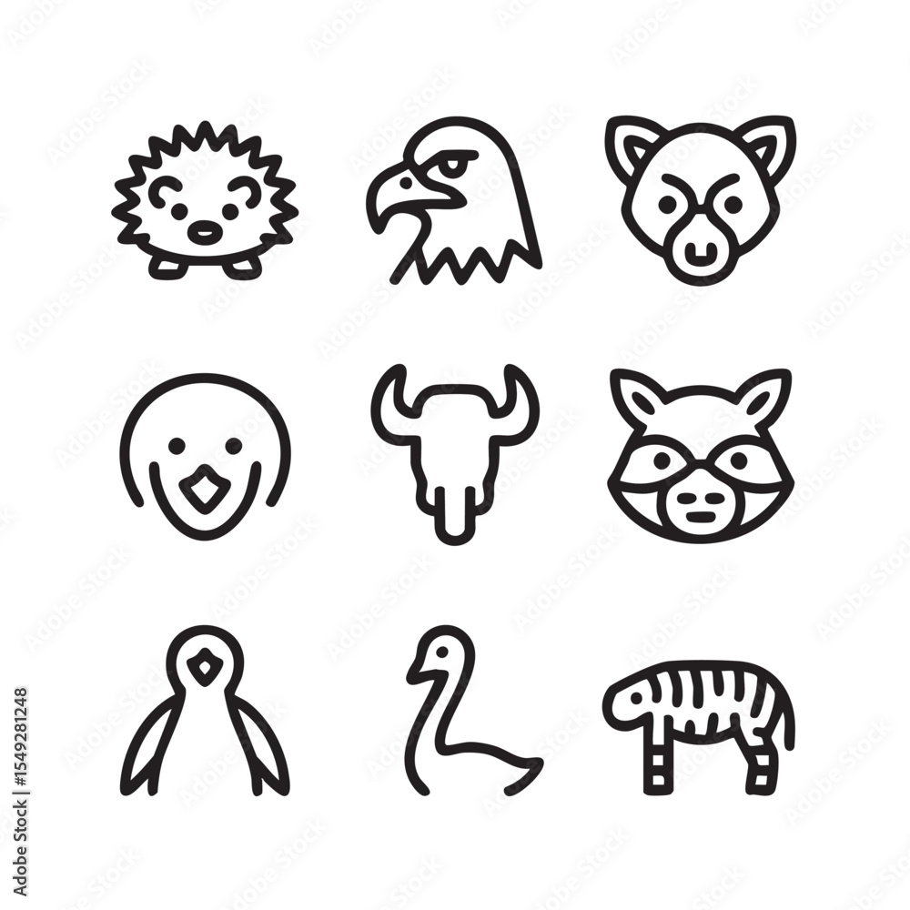 Funny cartoon animal icon set: cute vector illustrations of cat, dog, pig, and bear characters for baby and pet designs Funny cartoon animal icon set: cute vector illustrations of cat, dog, pig, and bear characters for baby and pet designs