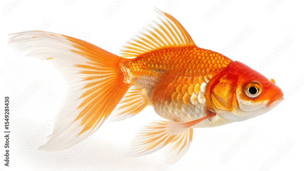 Photo of an orange goldfish isolated on white background Photo of an orange goldfish isolated on white background