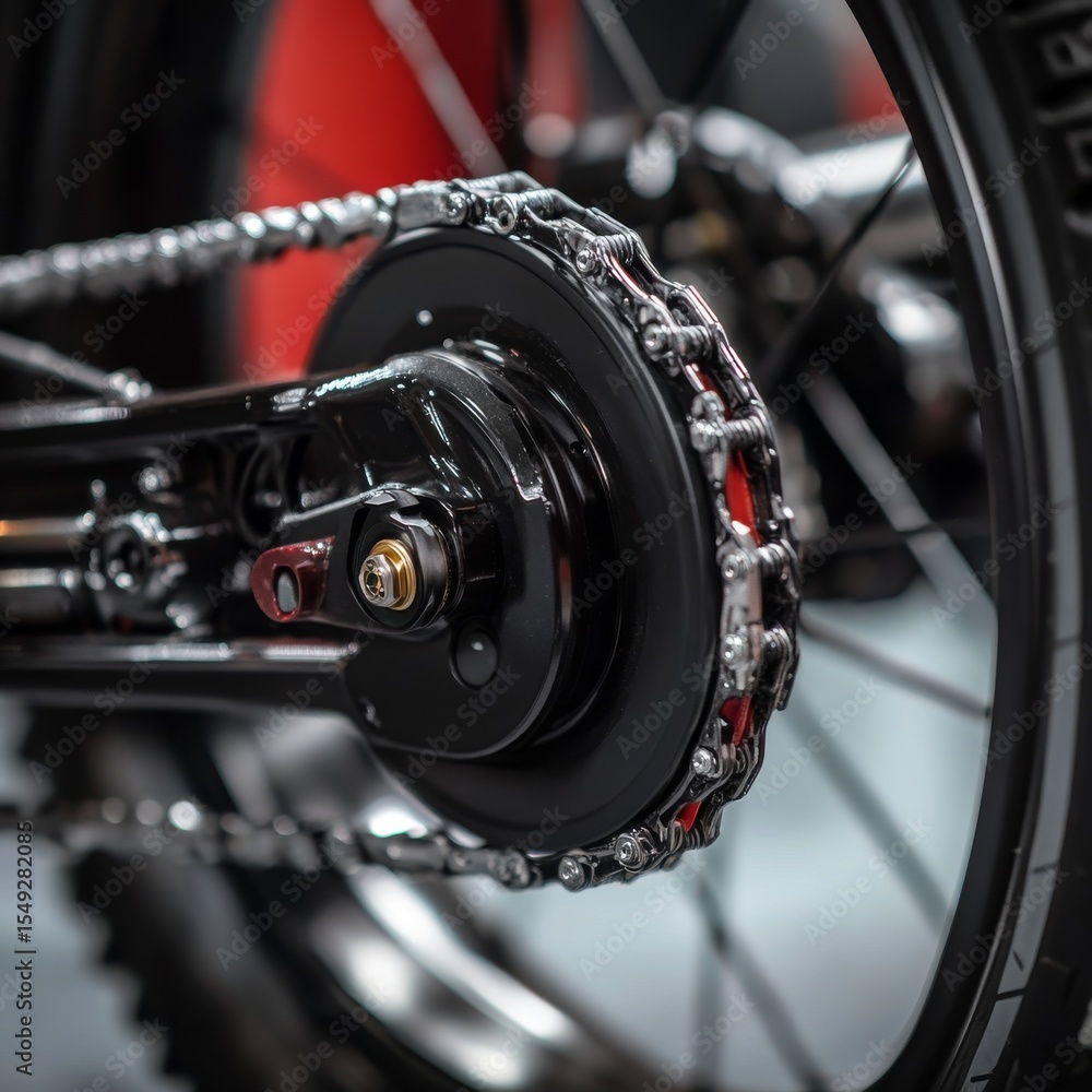 Fototapeta premium Close-up of Bicycle Chain and Gear Mechanism on a Modern Bike