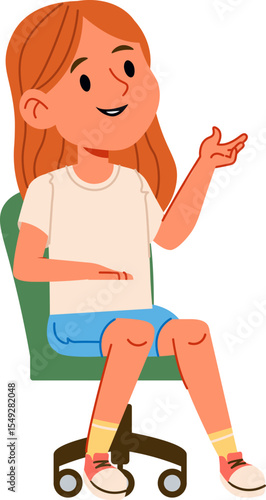 Smiling Girl Sitting on Chair