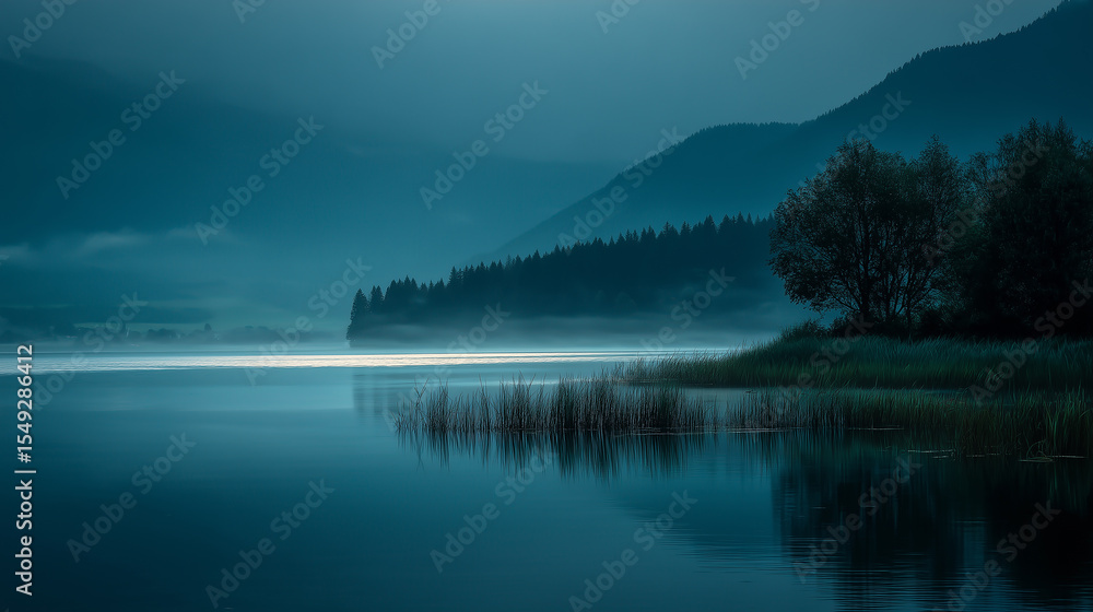 Fototapeta premium Misty Lake Scene