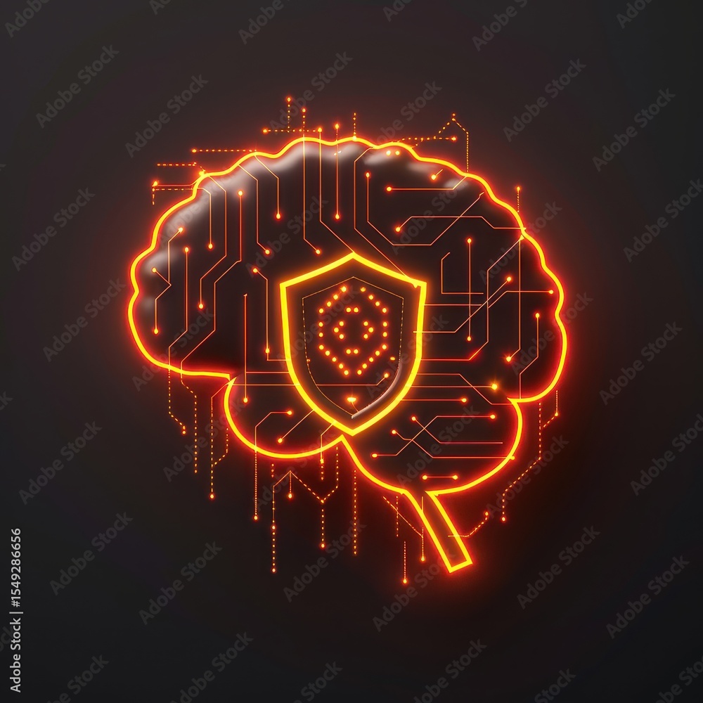 Fototapeta premium A brain with a circuit in the middle