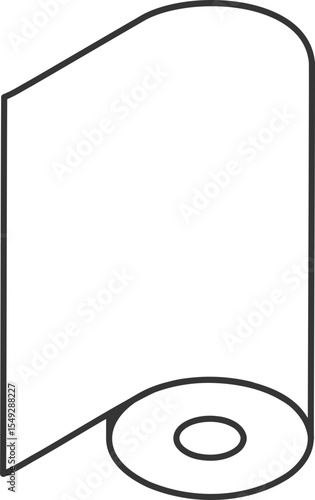 Clean minimalist line art illustration of a roll of paper or fabric.  Perfect for representing concepts of beginnings, potential, creation, or resourcefulness.