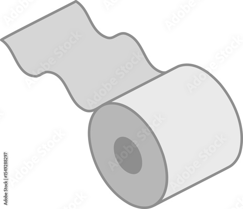 Simple, minimalist illustration of a roll of paper with a section unfurling.  Perfect for representing concepts of beginnings, continuous flow, or resource depletion.