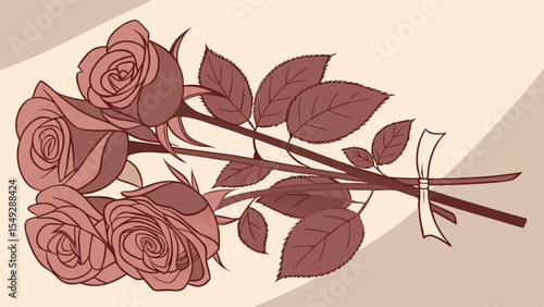 Elegant Bouquet of Roses A Delicate Illustration