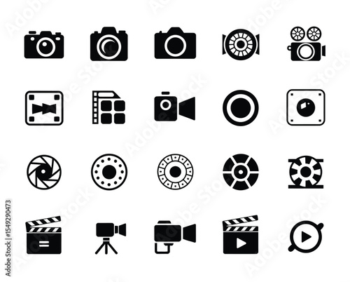 Camera, Film, and Video Equipment in Minimalist Style, Graphic Design, Digital Environment