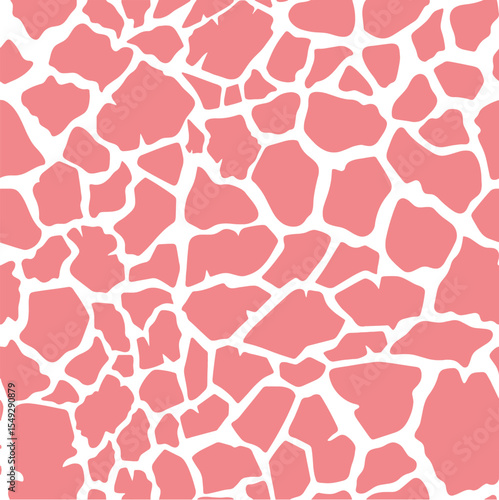 Seamless giraffe spots pattern in pink and white isolated on transparent