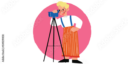 A cartoon photographer at w...