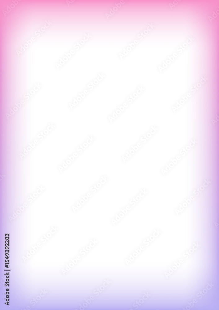 Fototapeta premium Gradient blurred frame with transparent edge. Abstract pastel light pink and purple border for photo. Cute girly soft color template. Minimal rectangle decorative poster