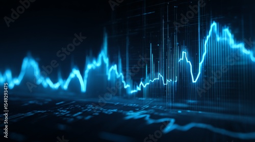 Wallpaper Mural Abstract financial stock market chart with glowing blue lines on a dark background, high-tech, futuristic feel. Torontodigital.ca