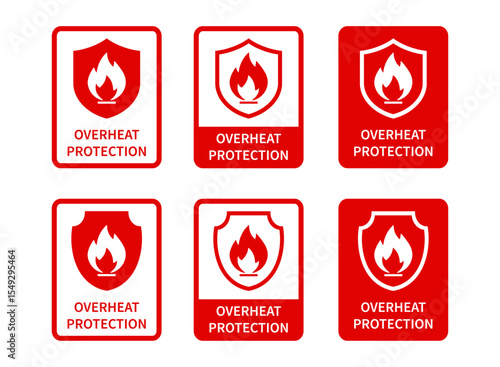 Sticker overheat protection with shield vector