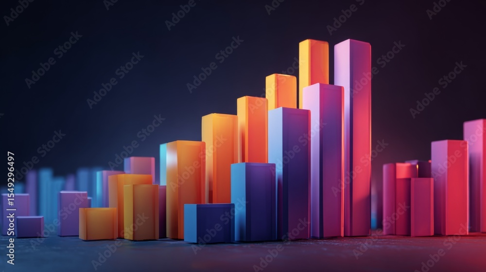 A D financial graph with ascending bars and vibrant colors, symbolizing growth and success in a competitive market environment. A D financial graph with ascending bars and vibrant colors, symbolizing growth and success in a competitive market environment.