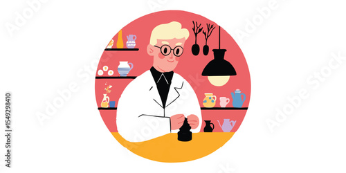 A brilliant scientist in his laboratory meticulously works on his new discovery, surrounded by research equipment, symbolizing innovation and groundbreaking achievements.
