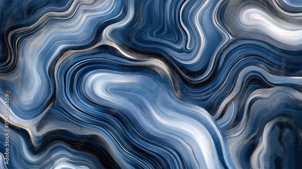 Fototapeta premium Elegant blue marble abstract background with gold accents perfect for digital art