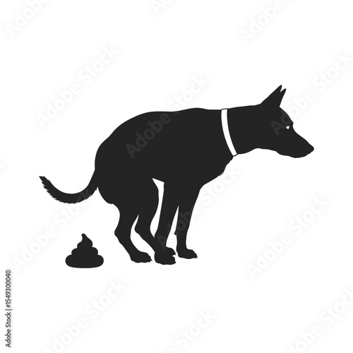 Dog Poop Silhouette: Pet Waste and Clean Up Reminder Graphic