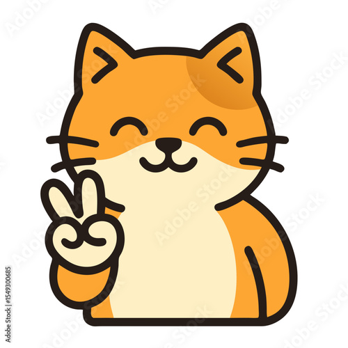 Cute cat peace gesture