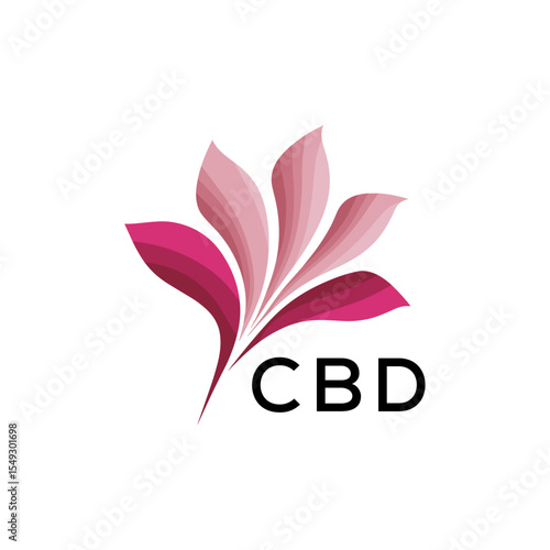 CBD "Creative Bloom Logo Concept with Gradient Leaves" CBD Later Logo, Elegant Abstract Floral Logo Design in Pink Shades"

