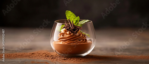 Wallpaper Mural Rich Chocolate Mousse Garnished with Mint and Chocolate Shavings in a Glass Cup Torontodigital.ca
