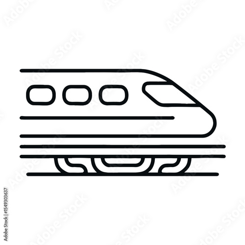 Magnetic levitation train graphic in minimalist line art style  