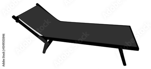Sunbed Icon in Black – Flat Design Symbol for Relaxation, Beach, and Outdoor Furniture
