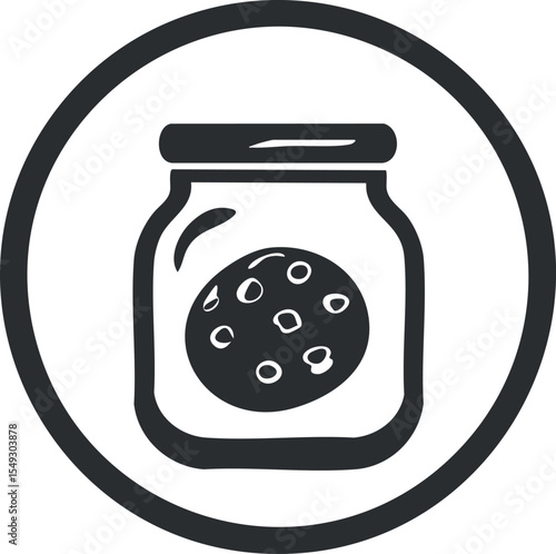 Icon of a jar containing a cookie representing food storage or snack preservation