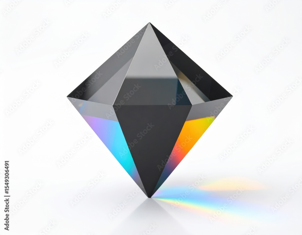 Geometric Diamond Prism With Rainbow Refraction Geometric Diamond Prism With Rainbow Refraction