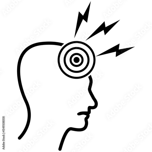 headache icon, tension icon, flat vector illustration.