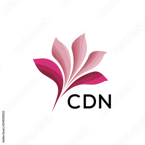 CDN "Creative Bloom Logo Concept with Gradient Leaves" CDN Later Logo, Elegant Abstract Floral Logo Design in Pink Shades"
