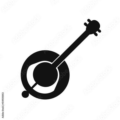 black silhouette of a banjo on white background   .svg