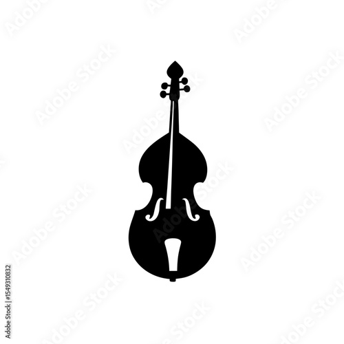 black silhouette of a double bass on white backgro.svg