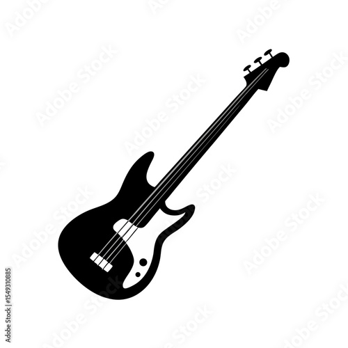 black silhouette of a electric bass on white backg.svg