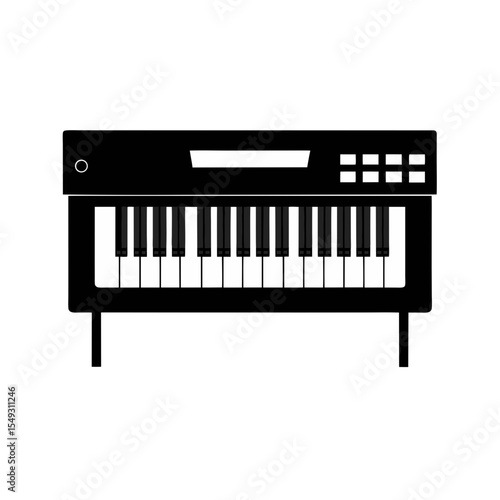 black silhouette of a keyboard synthesizer on whit.svg