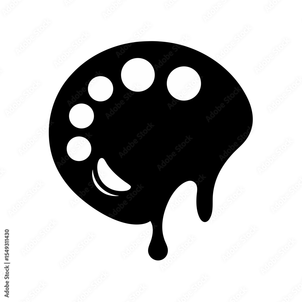 Fototapeta premium black silhouette of a paint palette on white backg.svg