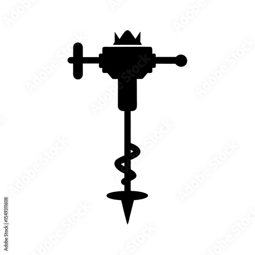 black silhouette of a power auger on white backgro.svg