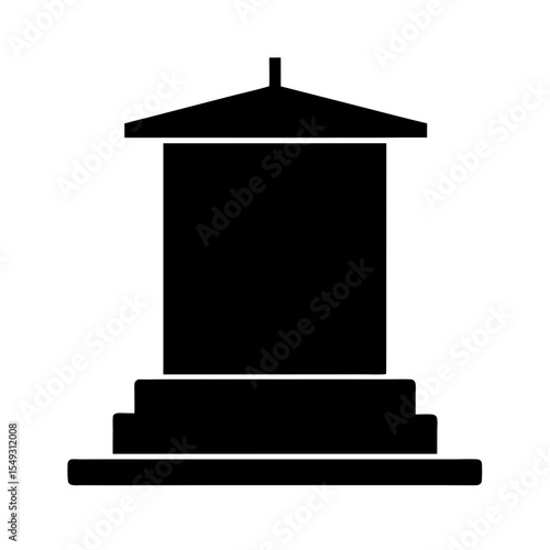 black silhouette of a speaker podium on white back.svg