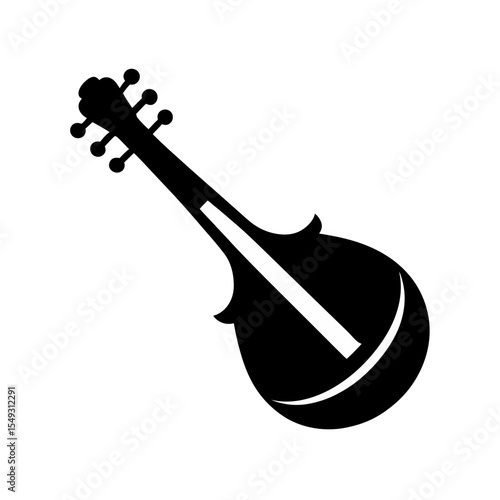 black silhouette of a veena on white background  .svg